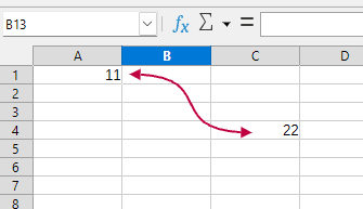 Calc 中用连接线连接两个单元格